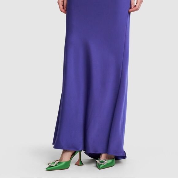 Amina Muaddi  Begum 95MM Satin & Crystal-Adorned Slingback Pumps size 37.5 - Picture 2 of 14